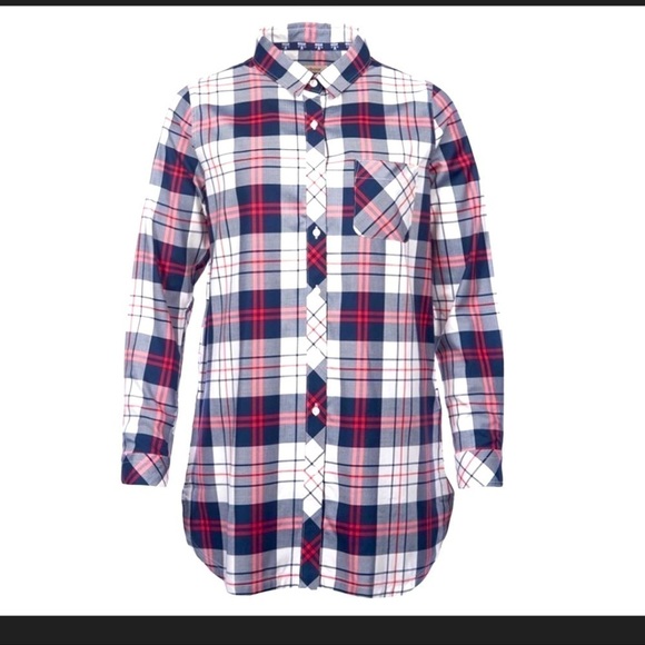 Barbour Sandbak Shirt Plaid Tunic Style with Pockets Adjustable Arm - Picture 1 of 14